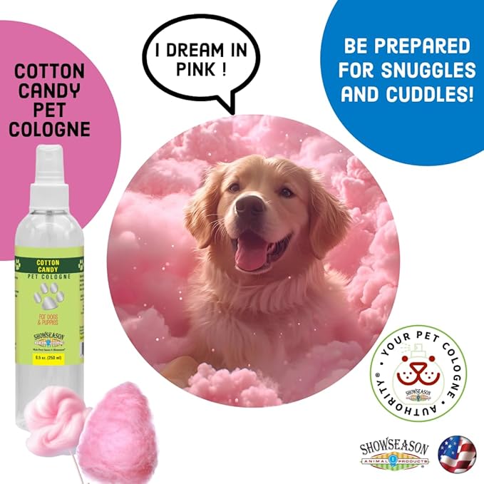 Showseason Cotton Candy Dog Cologne 8.5 oz. | Dog Perfume Long Lasting | Deodorizing Spray