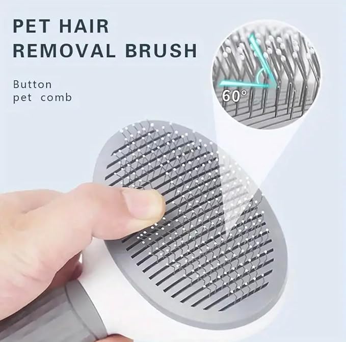 Pet Grooming Brush, Self Cleaning Pet Brush For Dogs and Cats with Release Button, Grey