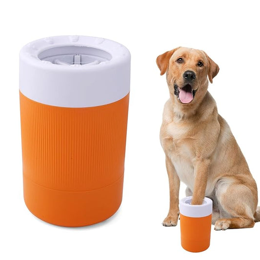Pet Foot Washing Cup, Portable Pet Foot Washer with Soft Brush Muddy Dog Paw Cleaner for Dogs/Cats Feet Cleaning Tool(Orange)