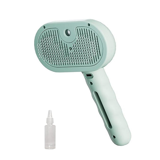3 - in - 1 Pet Steam Brush for Cats & Dogs - Suitable for All Hair Types! One - Click Spray; Comfortable Massage; Superior Deshedding & Skin Care; Quiet Operation at ≤36dB (Green)