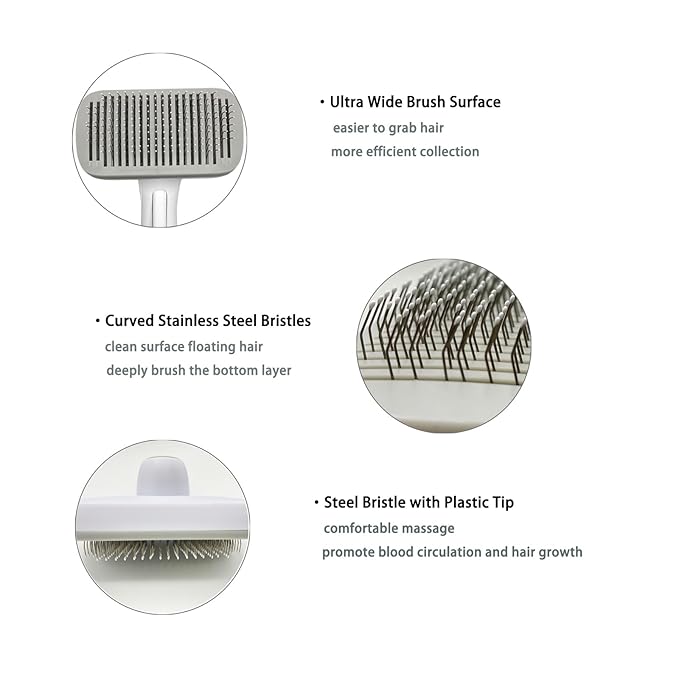 Deshedder Brush for Dogs Short Long Hair with Self Cleaning to Easy Shedding,Suitable for Cats Bunnies,Gray