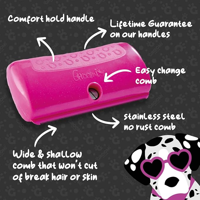 Tool - Deshedding and Grooming Brush for Pets: Cats, Dogs, and Horses - Professional Comb to Reduce Shedding (Pink)