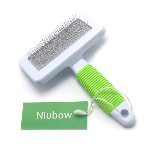 Professional Quality Pet Slicker Brush with Coated Pin Tips for Dogs & Cats - Gently Removes Mats & Loose Dead Hair Easily (Small, Green)