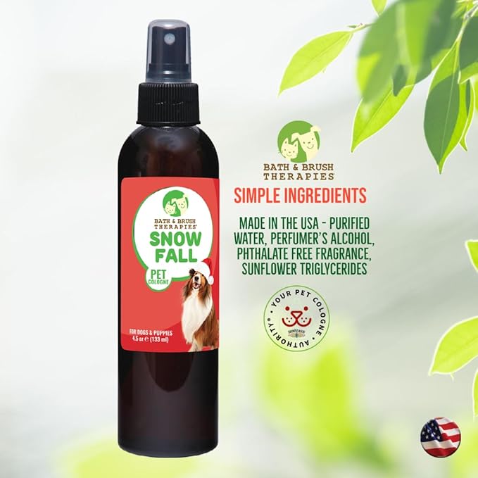 Bath & Brush Therapies Snowfall Dog Cologne 4.5 oz | Dog Perfume Long Lasting | Deodorizing Spray