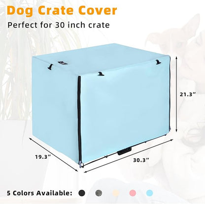 X-ZONE PET Double Door Dog Crate Cover - Polyester Pet Kennel Cover Fits 30 inches Wire Dog Cage Blue