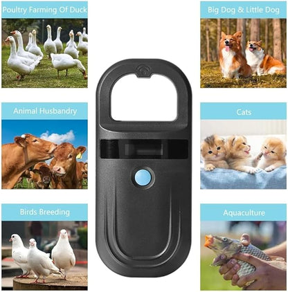 Microchip Reader, Pet Microchip Scanner with Display Screen Supports FDXB (ISO11784 / 11785) and EMID, Scanner for Dogs Cats Pigs Animal (Black)