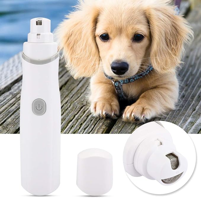 Zerodis Pet Claws Nail Grinder, Electric Battery Operated Pet Nail Trimmer Clippers Portable Dog Grooming Grinding Tool for Pet Dogs Cats (Grey)