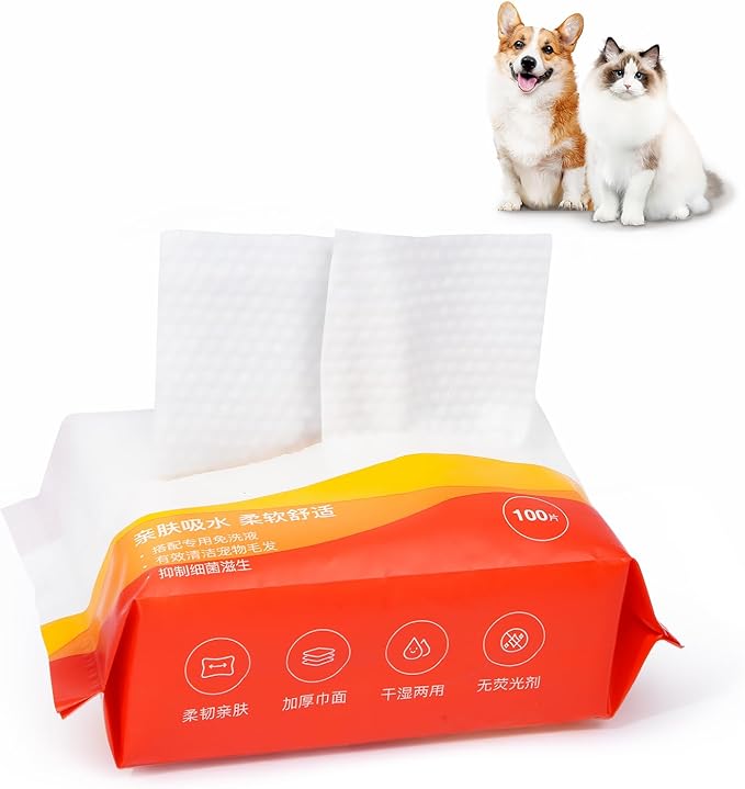 Pet Cotton Tissue for Pet Cleaning Brush Cats Dogs Wipes for Pet Paw Eye Stains Ear Coat Extra Strong Soft Portable