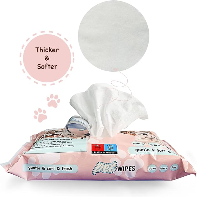 L&L LONG LIFE Dog Wipes XXL Size 8x12 inch Cat Cleaning Wipes, Extra Sticky Dog and Cat Lint Remover for Pet Hair Removal