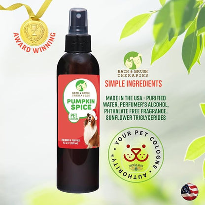 Showseason Pumpkin Spice Holiday Dog Perfume 4.5 oz. for Dogs and Puppies | Long Lasting | Deodorizing Spray | Paraben Free | Made In The USA