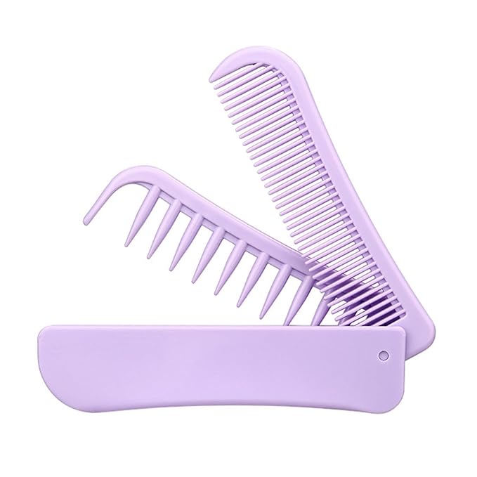 Foldable Dual-Head Puppy Brush, Small Dogs Interchangeable Combs Soft Bristles Portable Grooming Tool, Fit for Yorkie Shih Tzu Maltipoo Maltese (Purple)