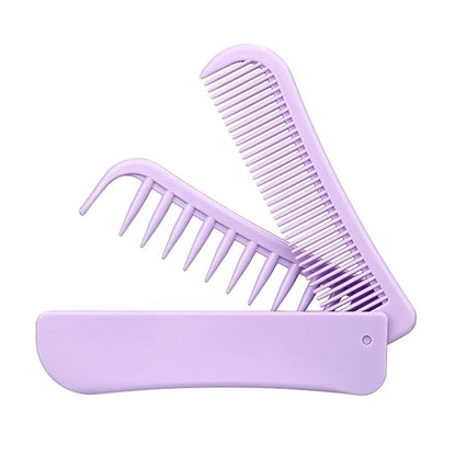 Foldable Dual-Head Puppy Brush, Small Dogs Interchangeable Combs Soft Bristles Portable Grooming Tool, Fit for Yorkie Shih Tzu Maltipoo Maltese (Purple)