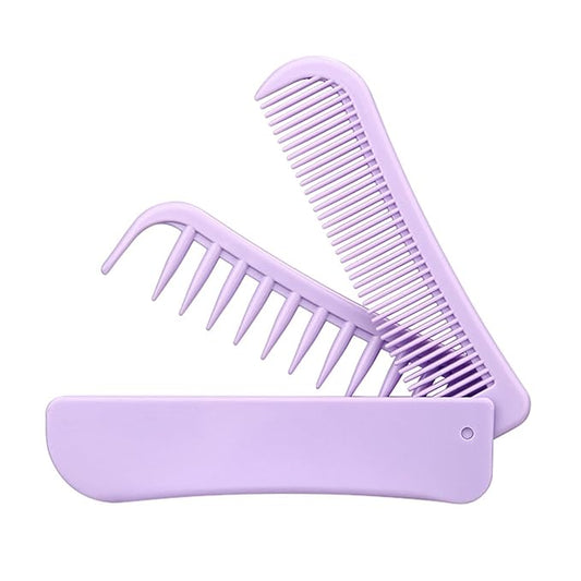 Foldable Dual-Head Puppy Brush, Small Dogs Interchangeable Combs Soft Bristles Portable Grooming Tool, Fit for Yorkie Shih Tzu Maltipoo Maltese (Purple)