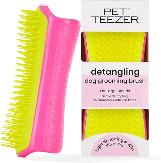 Pet Teezer, Detangling & Dog Grooming Brush, Pink and Yellow