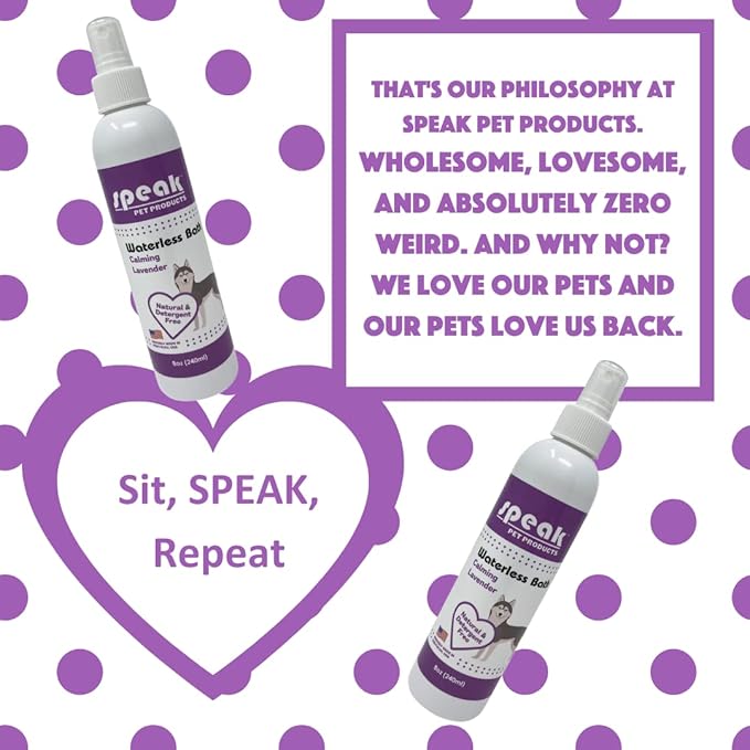 Natural Waterless Bath Spray, for Dogs, Calming Lavender, 8oz