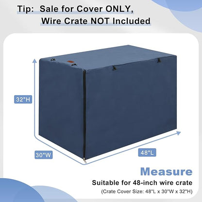 Dog Crate Cover - Kennel Covers Fit for 48 Inch Dog Crate, Double Door Polyester for Wire Puppy Crate Indoor Outdoor Protection, Blue