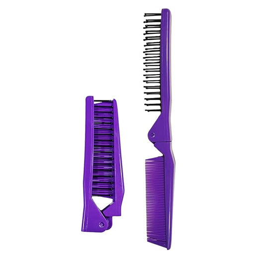 Folding Small Dog Grooming Brush - Perfect for Shih Tzus, Yorkies, and Maltipoos - Ideal Puppy Hair Brushes for Maltese and Small Breeds (Purple)