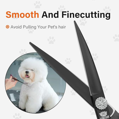 7.0” Curved Dog Grooming Scissors – Sharp Pet Hair Trimming Shears for Face, Ears & Paws | Precision Tool for Professional Groomers