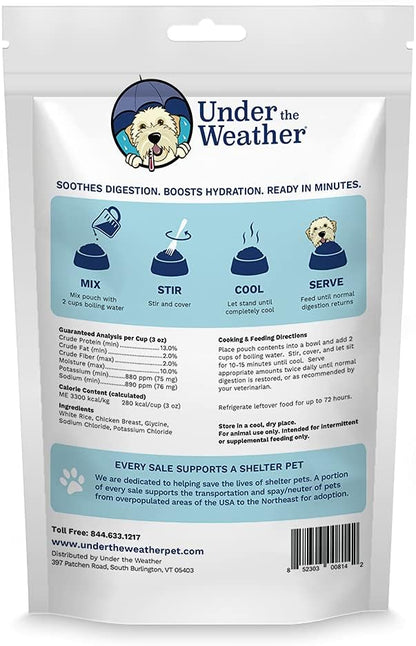 Under the Weather Bland Diet for Dogs | Easy to Digest for Sick Dogs | Always Be Ready | Contains Electrolytes - All Natural Freeze Dried 100% Human Grade Meats | 1 Pack - Chicken, Rice - 6oz