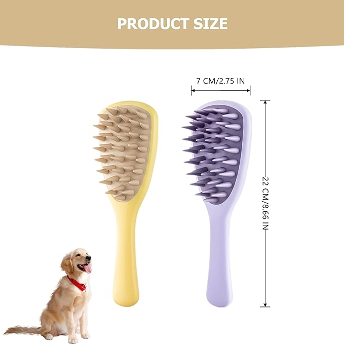 2 PCS Dog Bathing Brush Premium Dog Washing Brush Pet Bath Brush Pet Silicone Shampoo Brush with Handle for Long & Short Hair Pets Dogs Cats,Bathing, Massaging, Hair Removal