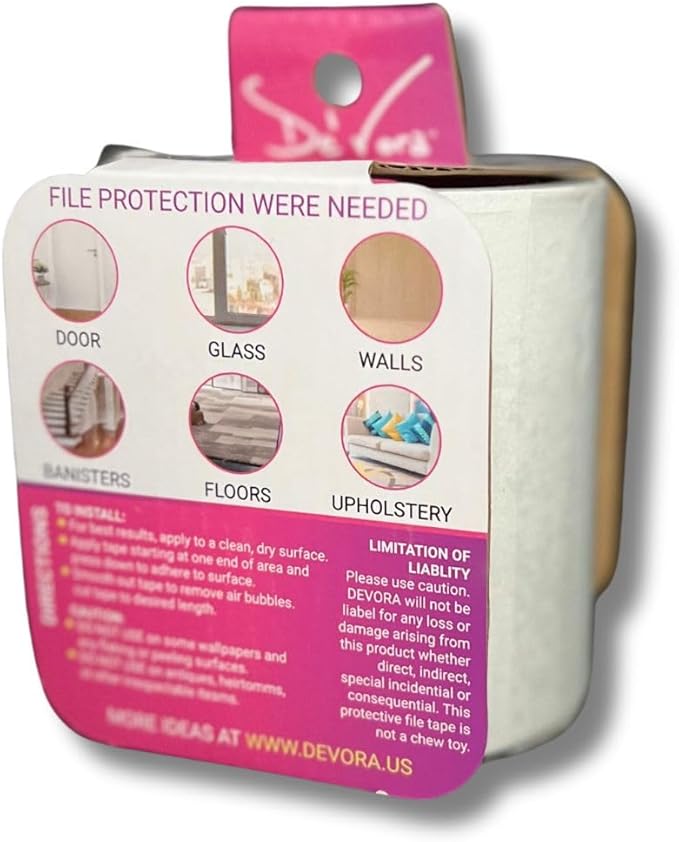 Transparent Scratch Shield Claw File Protention Tape for Furniture, Windows, Floors & Walls- Anti Scratch Furniture Protector and File -10 feet Self-Adhesive Tape for Cats & Dogs (File)