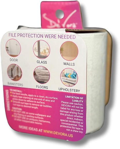 Transparent Scratch Shield Claw File Protention Tape for Furniture, Windows, Floors & Walls- Anti Scratch Furniture Protector and File -10 feet Self-Adhesive Tape for Cats & Dogs (File)