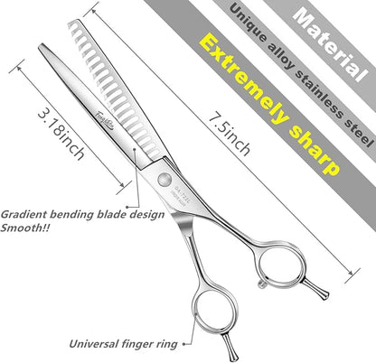 High-end Professional Dog Grooming Thinning Scissors Teeth Blending Shears Pet Texturizing Thinner Blender Shears 7 Inch Extremely Sharp Stainless Steel Alloy For Cat Horse And Other Animals