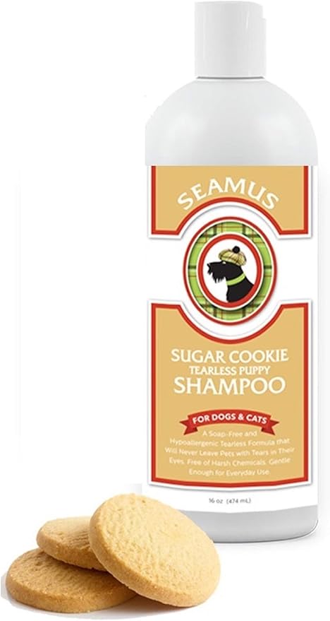 SEAMUS Sugar Cookie Tearless Puppy Shampoo – Made from Tearless Baby Shampoo, soap-Free, Hypo-allergenic, Ideal for Sensitive Skin, Best Shampoo for Puppies, Dogs, Cats, Kittens and Horses