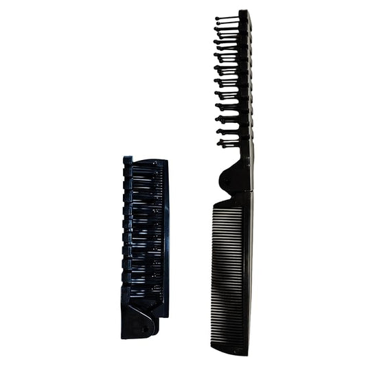 Foldable Dual-Head Puppy Brush Small Dogs Interchangeable Combs Soft Bristles Portable Grooming Tool Yorkie Shih Tzu Maltipoo (Black)