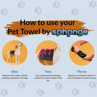 SPh2ONGE Highly Absorbent Pet and Dog Towel | 66 X 43cm | Dark Grey