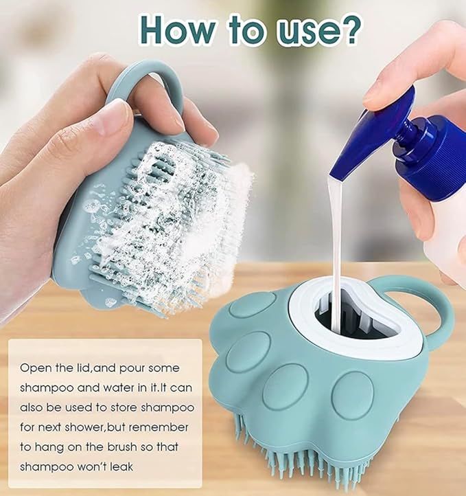 Pet Grooming Massage Brush, Silicone Dog Bath Comb with Paw Shape Design, 3 colors to choise(pink,blue,yellow)