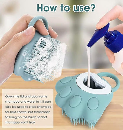 Pet Grooming Massage Brush, Silicone Dog Bath Comb with Paw Shape Design, 3 colors to choise(pink,blue,yellow)