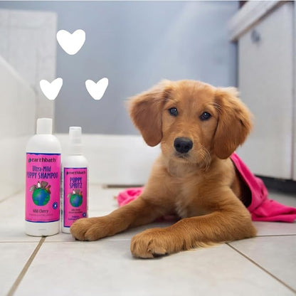 earthbath, Ultra-Mild Wild Cherry Puppy Shampoo - Extra Gentle & Tearless Dog Shampoo, Made in USA, Deodorizing Dog Wash, Cruelty Free Puppy Supplies, Shampoo for Smelly Dogs - 16 Oz (1 Pack)