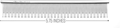 Chris Christensen Groomer's Bundle - 6 in. Cat/Carding Dual Tooth Buttercomb, Stainless Steel Pins, Rounded Corners - Mark II Small Slicker Dog Brush, Round Ground Stainless Steel Pins