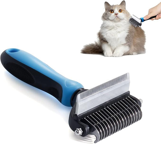 Potaroma Versatile Pet Grooming Brush, Double Sided Shedding and Dematting Undercoat Rake, Reduces Shedding by up to 95% Professional Deshedding Comb Tool for Dogs and Cats (Medium)