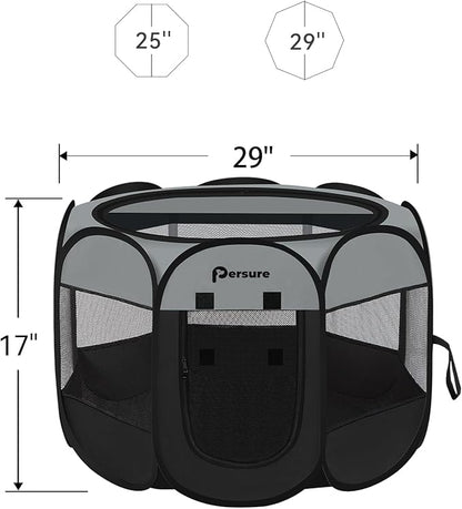 Dog Cat Playpen Indoor Outdoor, Medium, Dark Grey