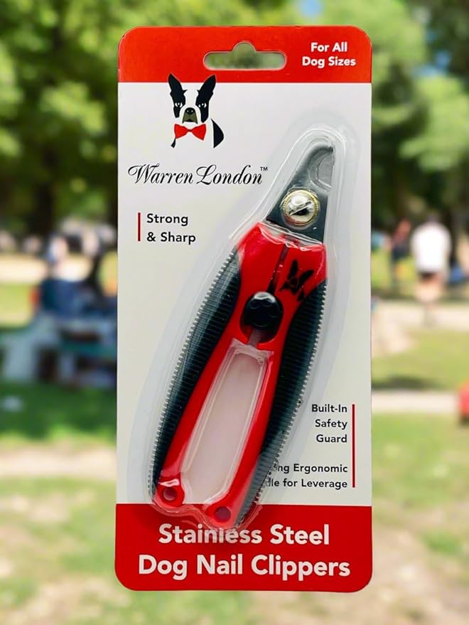 Warren London Dog Nail Clippers – Strong Enough for All Dog Sizes | Stainless Steel Blade | Ergonomic Grip | Nail Safety Guard | Professional Grooming Tool