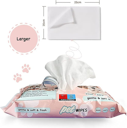 L&L LONG LIFE Dog Wipes XXL Size 8x12 inch Cat Cleaning Wipes, Extra Sticky Dog and Cat Lint Remover for Pet Hair Removal