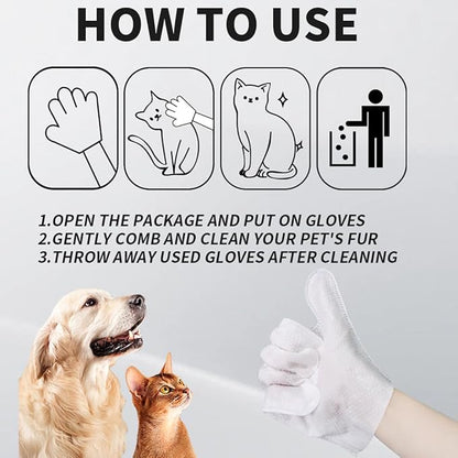 Pet Cleaning & Deodorizing Glove Wipes-Extra Thick-6pcs*3PACK, Bathing Spa for Dogs & Cats, Hypoallergenic, Nourish & Smooth Hair, for Daily Care & Traveling; CWSJ18
