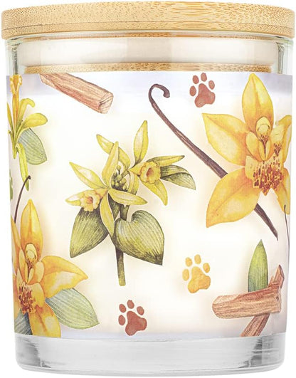 One Fur All - 100% Natural Soy Wax Candle 20 Fragrances - Pet Odor Eliminator, Up to 60 hrs Burn Time, Non-Toxic, Eco-Friendly Reusable Glass Jar Scented Candles– Pet House Candle, Vanilla Sandalwood