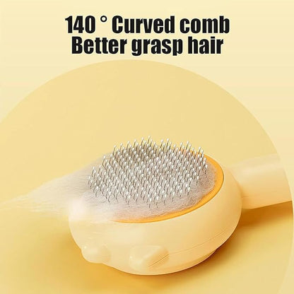 2Pcs Magic Pet Grooming Brush with Release Button for Shedding, Self Cleaning Slicker Comb for Long or Short Hair Cats and Dogs