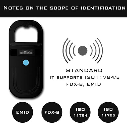 Smoostart Microchip Scanner, 1000 Records Increased Huge Data Storage Upload to PC, Scanning Distance and Speed Increase, Only Compatible with FDX-B/EMID (15/10) Digits Microchips