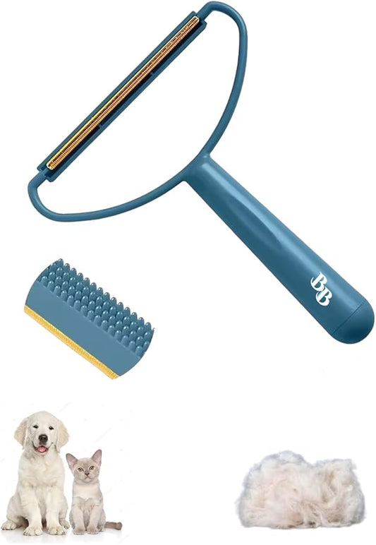 Pet Hair Removal Tool, 2-Sided with Shave and Smooth Surfaces, Large Size, Pet Cleaning Brush for Furniture (Rock Blue)
