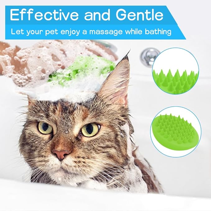 Pet Dog Wash Brush, Bog Bath Brush Soft Silicone Soothing Massage Rubber Grooming Brush Self Clean for Long Short Haired Dogs Cats Grooming Bath Supplies (Green)