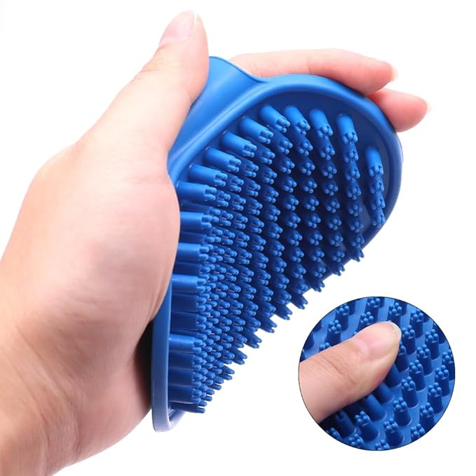 Silicone Pet Bath Brush Set, 2 Pieces, Massage Brush for Dogs and Cats