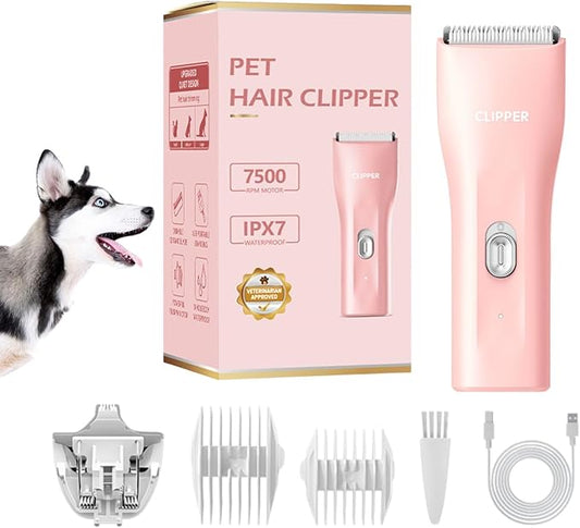 Handy & Powerful Long Lasting Pet Electric Hair Trimmer Kits Waterproof Cordless Rechargeable Grooming Shavers for Small Dogs and Cats