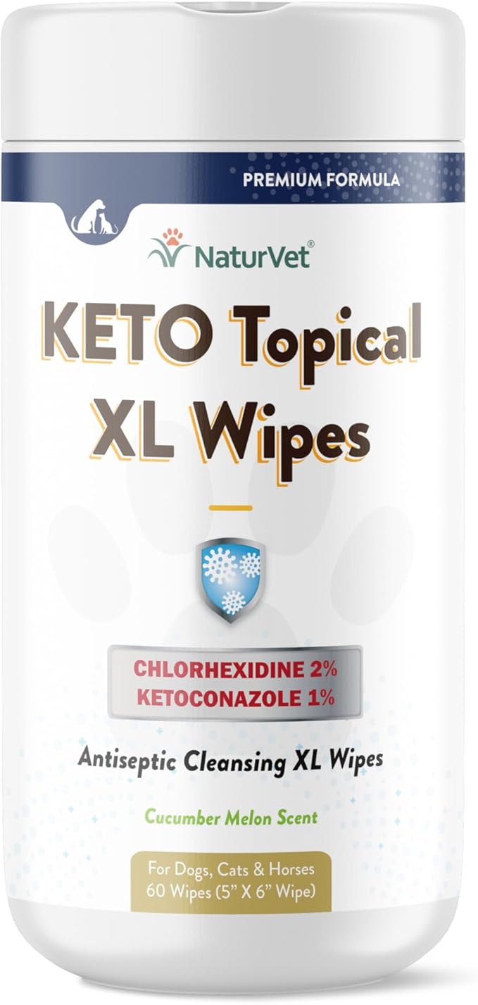 NaturVet Keto Topical XL Wipes for Dogs, Cats & Horses 60 Count