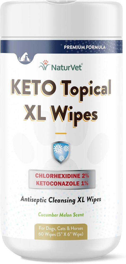 NaturVet Keto Topical XL Wipes for Dogs, Cats & Horses 60 Count