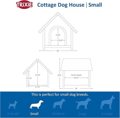 TRIXIE Natura Pitched Roof Dog House, 30" L X 28" W X 30.5" H