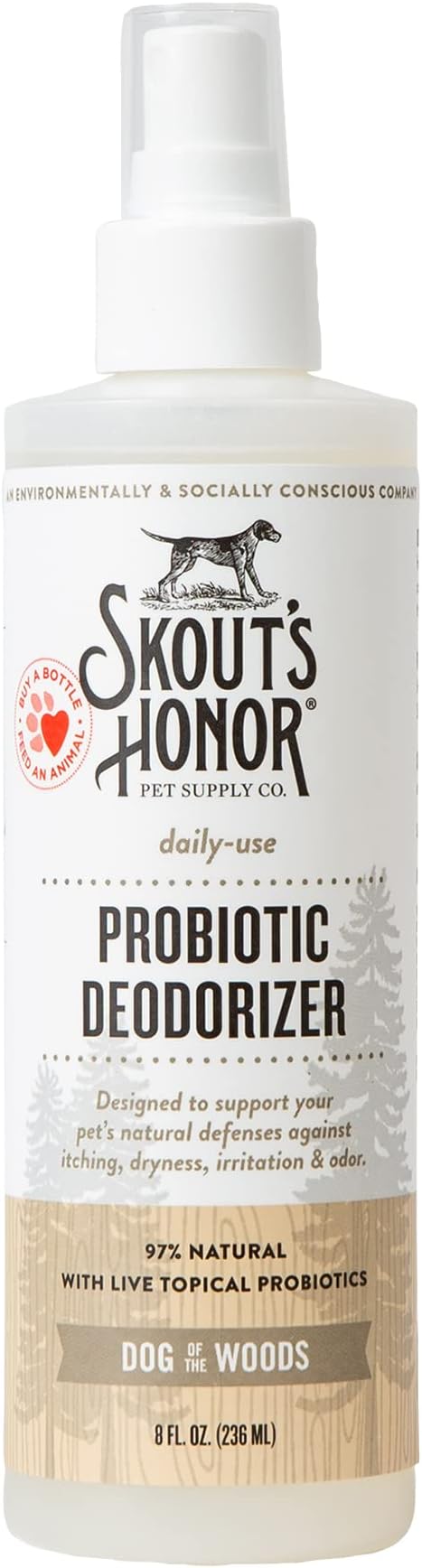 SKOUT'S HONOR Pet Deodorizer Spray- Hydrating Daily-Use with Avocado Oil & Omega-3s, Paraben & Sulfate-Free, 97% Natural, 8oz, Dog of The Woods